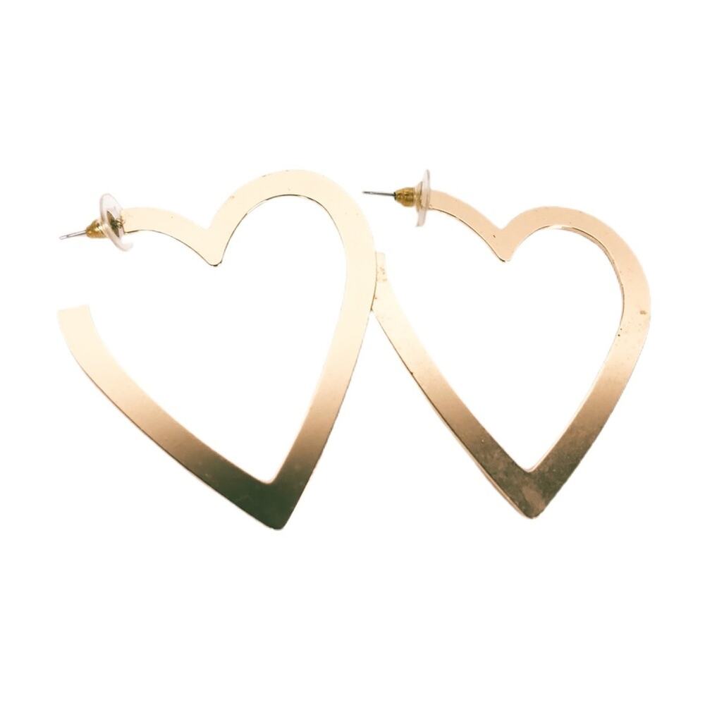 Gold Heart Hoop Earrings